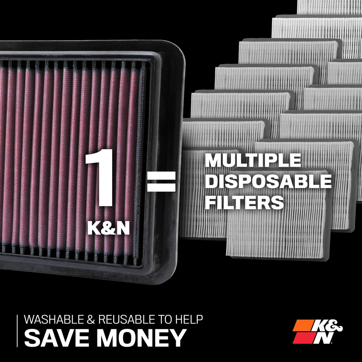 K&N High-Flow Original Lifetime Engine Air Filter: Increase Power: Premium, Washable: Compatible with 1998-2002 Chevrolet/Pontiac: Firebird, 33-2118 (Pack of 6)
