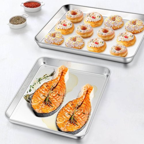 Homikit Baking Sheet Set - 9 x 13 Inches Stainless Steel Quarter Pan | Non-Stick, Rust-Free, Dishwasher Safe