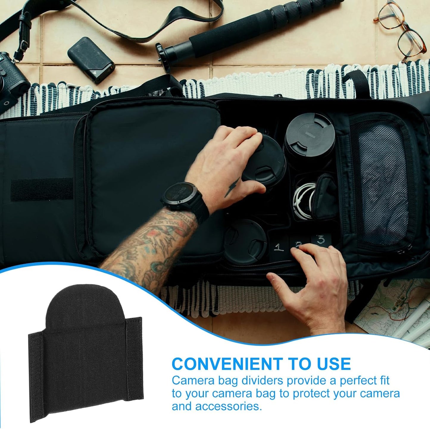 4Pcs 6.5"x6.3"x0.55" PATIKIL Camera Bag Divider, Shockproof Camera Bag Inserts Separator Pad Protective Lens for Nikon