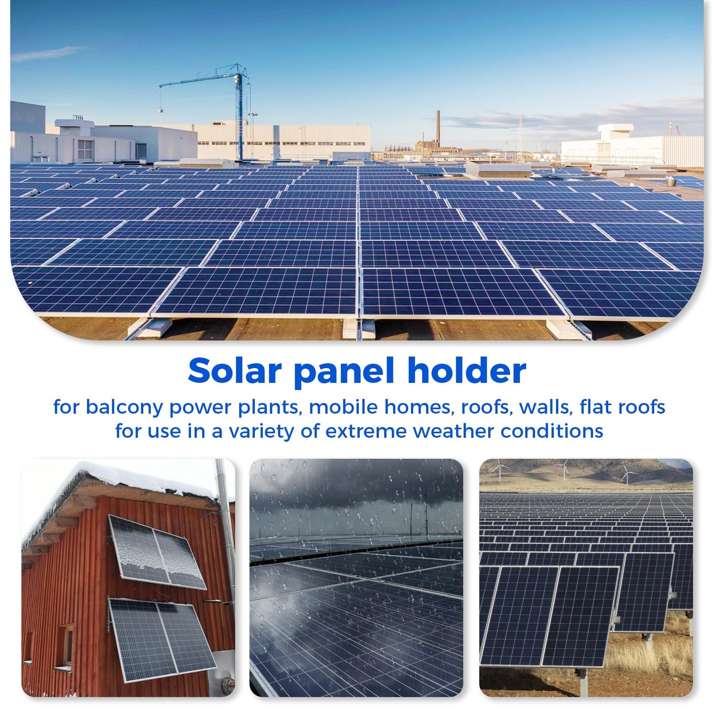WOEFSTE 2 Set Adjustable Solar Panel Tilt Mount Brackets Aluminum Alloy Mounting Bracket Stand Systems Support 50W 70W 100W 150W 200W 300W 400W Panels for Roof/Boat/Flat Surface