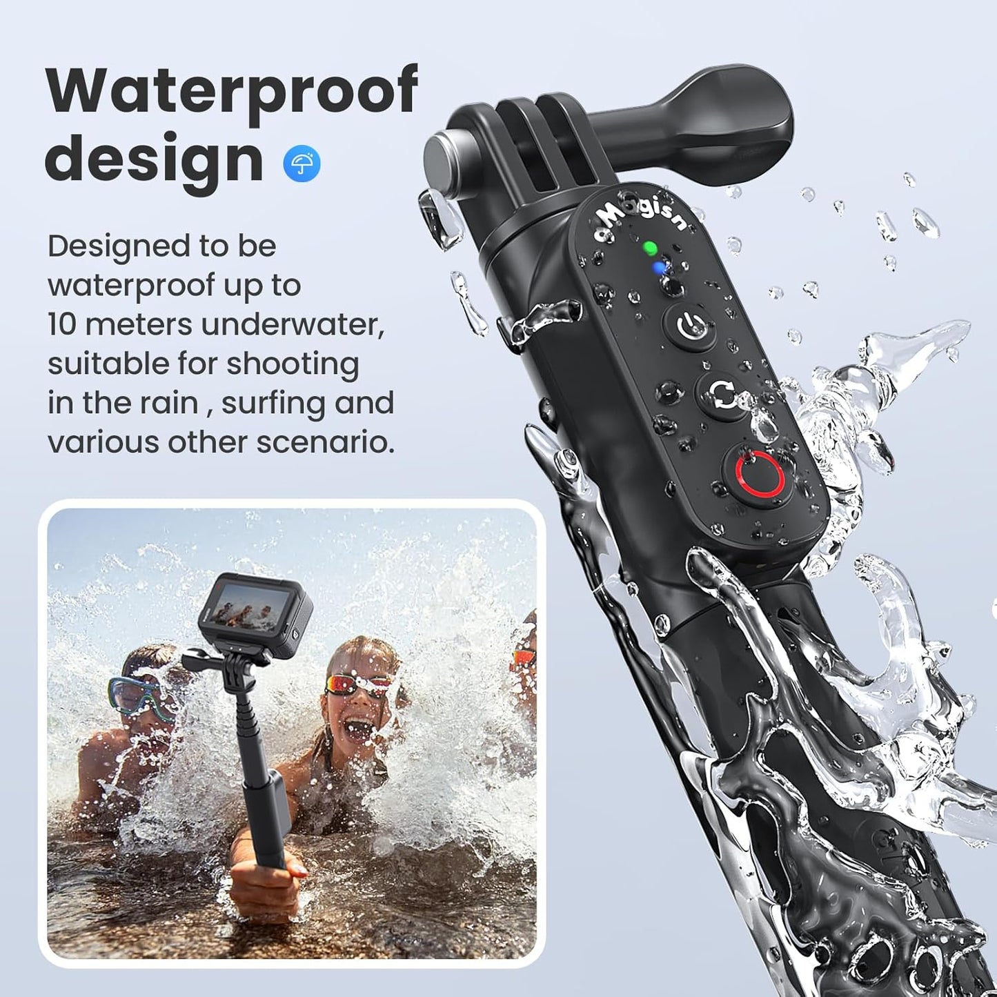 Aovee 100CM Insta360/Gopro Remote Control Selfie Stick Rechargeable Waterproof Stretchable Compatible with Action