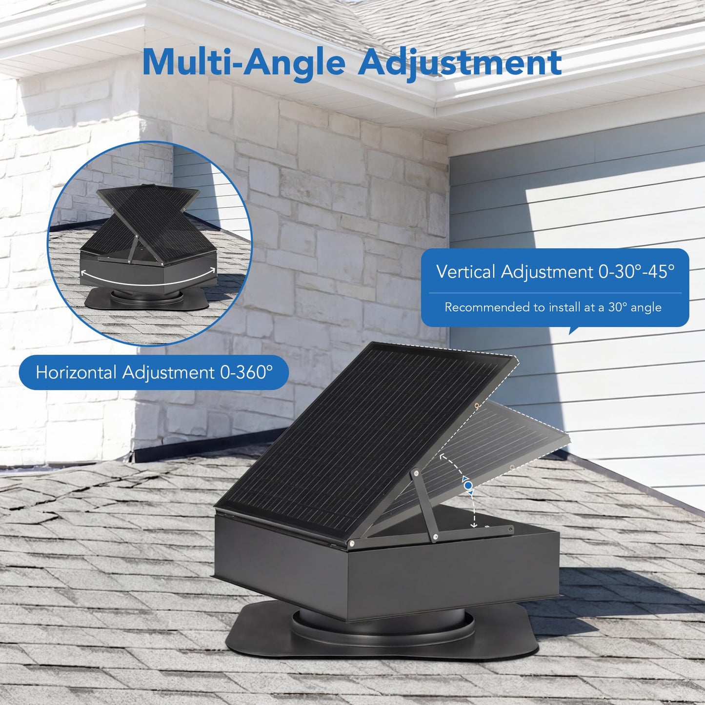 Fnova 35W Solar Attic Fan, 2200 CFM Solar Roof Vent Fan with Auto Temp Control, Powerful Brushless Motor for Cooling Attic, Garage, Shed, Greenhouse up to 1000 sq.ft, Only Fan