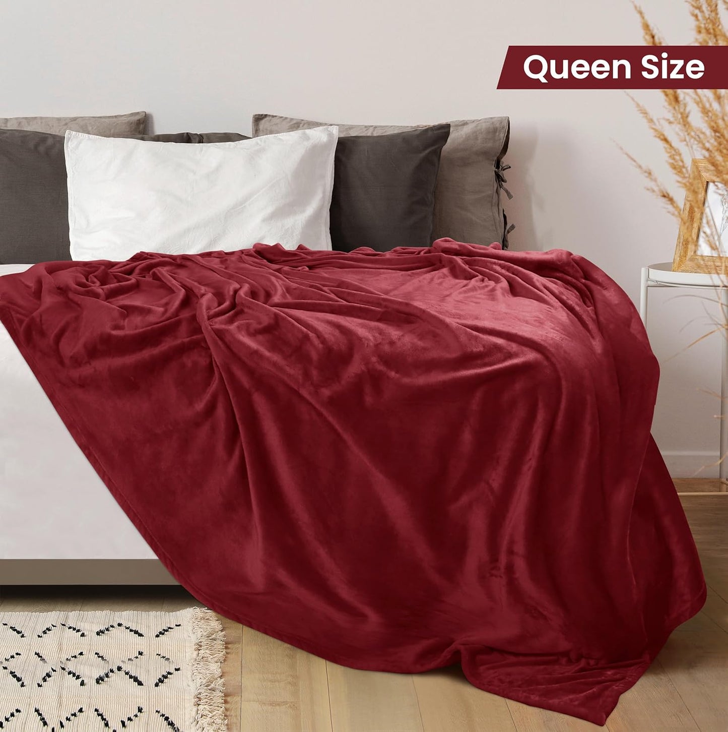Utopia Bedding Fleece Blanket - Luxury Burgundy Queen Size Microfiber | Soft & Anti-Static (90x90 Inch)