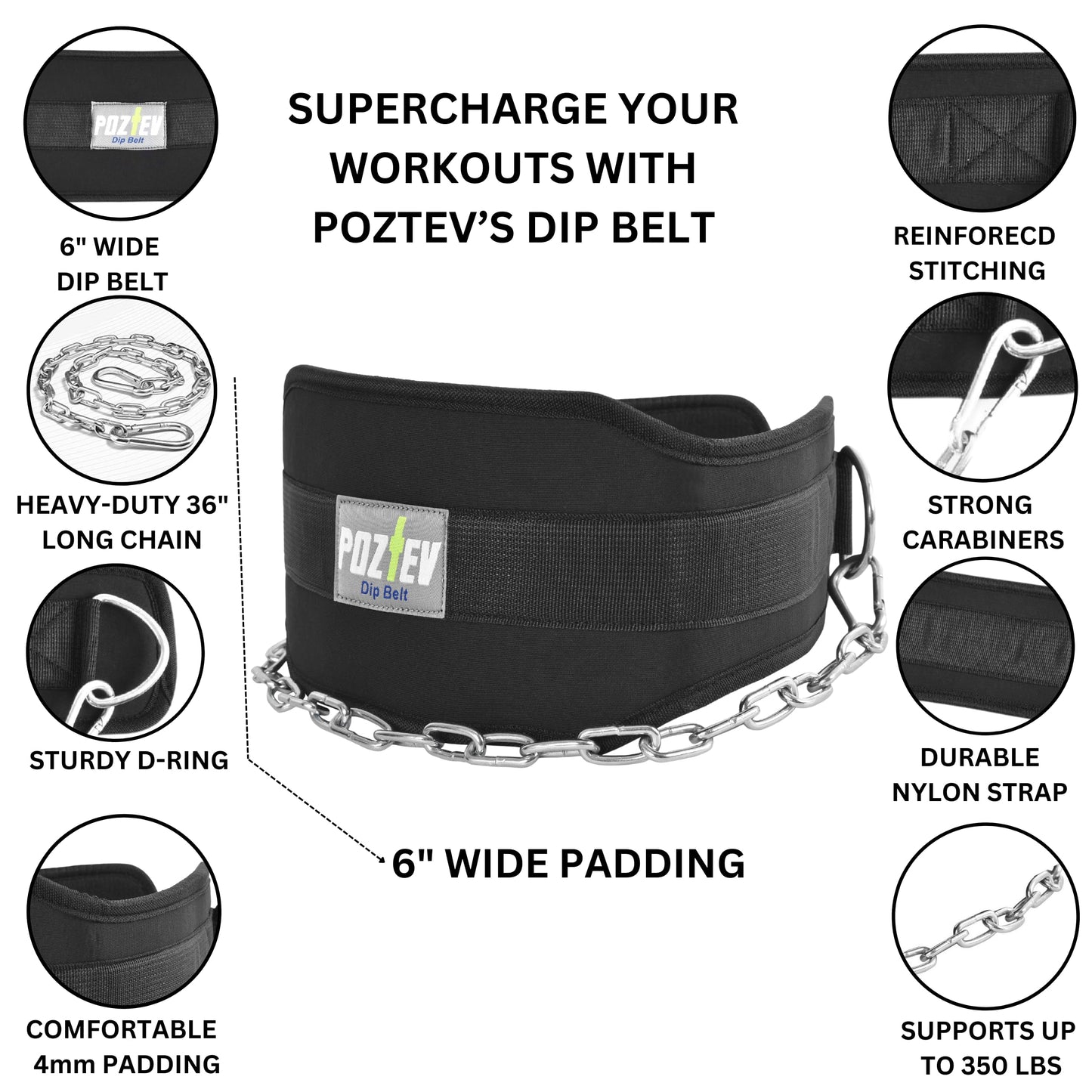 Dip Belt With Chain For Weight Lifting Optimal For Pull Ups Dips Squats Weightlifting Belt Squat Attachment Workout Dipping Belt - Unisex Gym Equipment