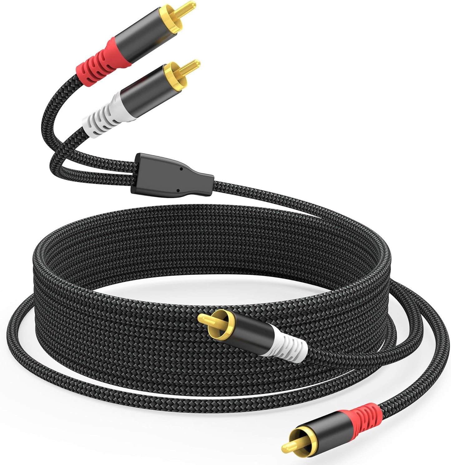 20FT 20 HOSONGIN RCA Audio Cable - Dual Shielded Noise Free Durable Braided Male to Male Long Audio Cord for Home