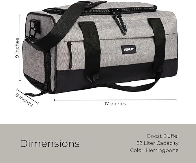 Vooray 22L Boost Duffle Bag – Small Gym Bag for Men and Women, Lightweight Travel Duffel with Shoe Compartment, Durable Sports Tote for Fitness, Training, Overnight Use, and Weekend Trips
