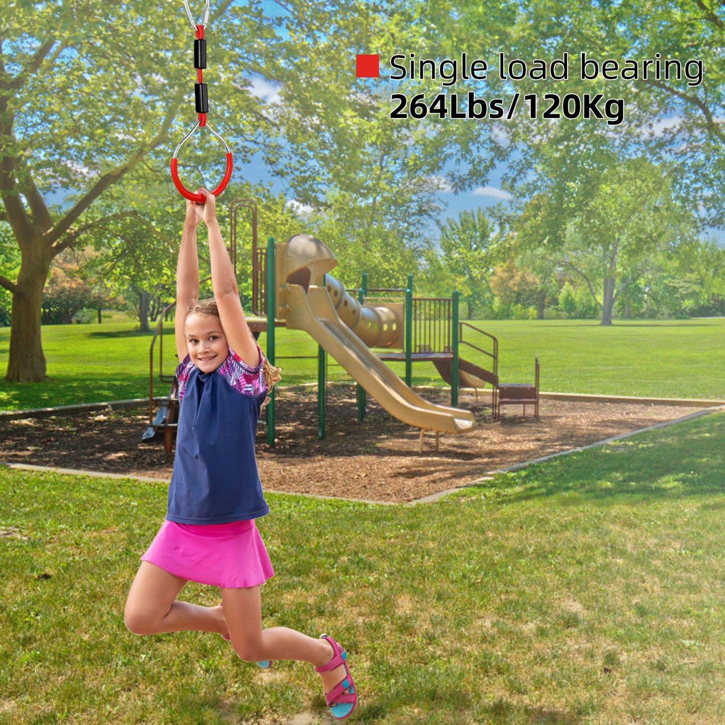 PELLOR 4-Pack Colorful Ninja Rings -Gymnastic Rings, Ninja Slackline Obstacle Course Accessories, Backyard Playground Training Equipment Play Set for Kids Adult