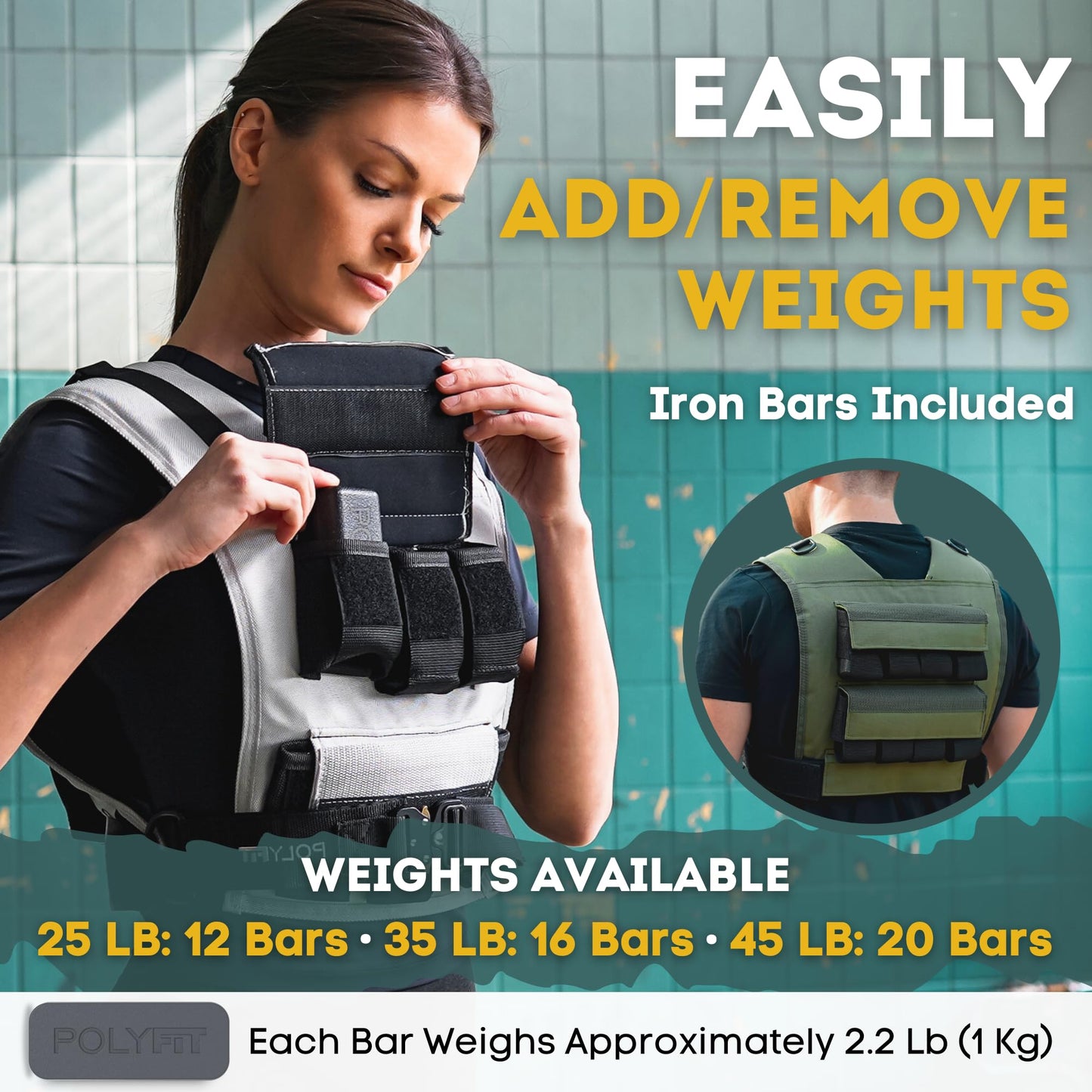 Adjustable Weighted Vest for Men and Women - Weight Vest with Iron Weights - GREEN - 12KG