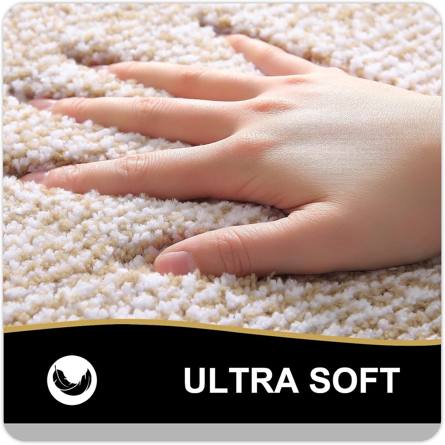 OLANLY Bathroom Rugs - Extra Soft Microfiber Bath Mat | Non-Slip, Machine Washable, Quick Dry (24x16, Beige)