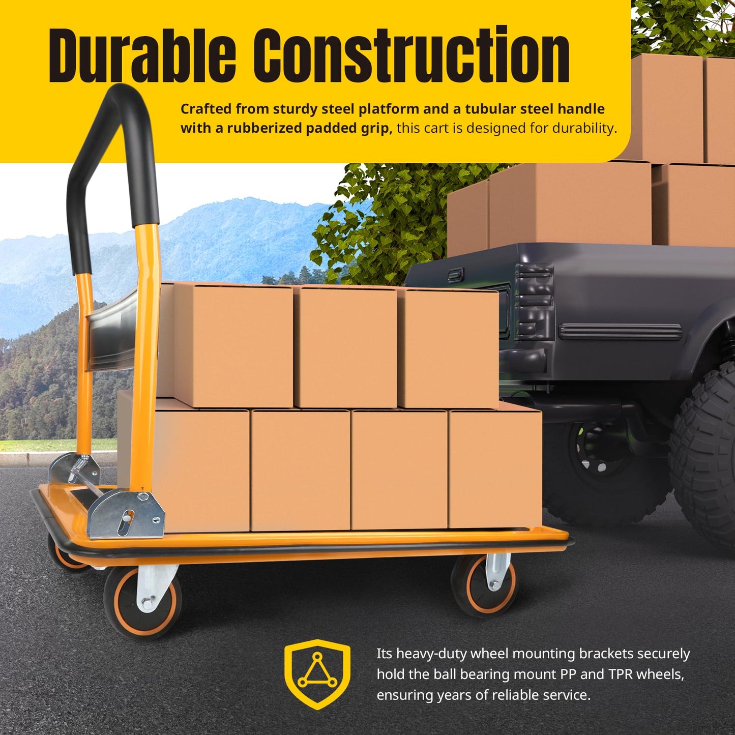 MaxWorks 80877- Foldable Platform Truck Push Dolly 660 lb. Weight Capacity
