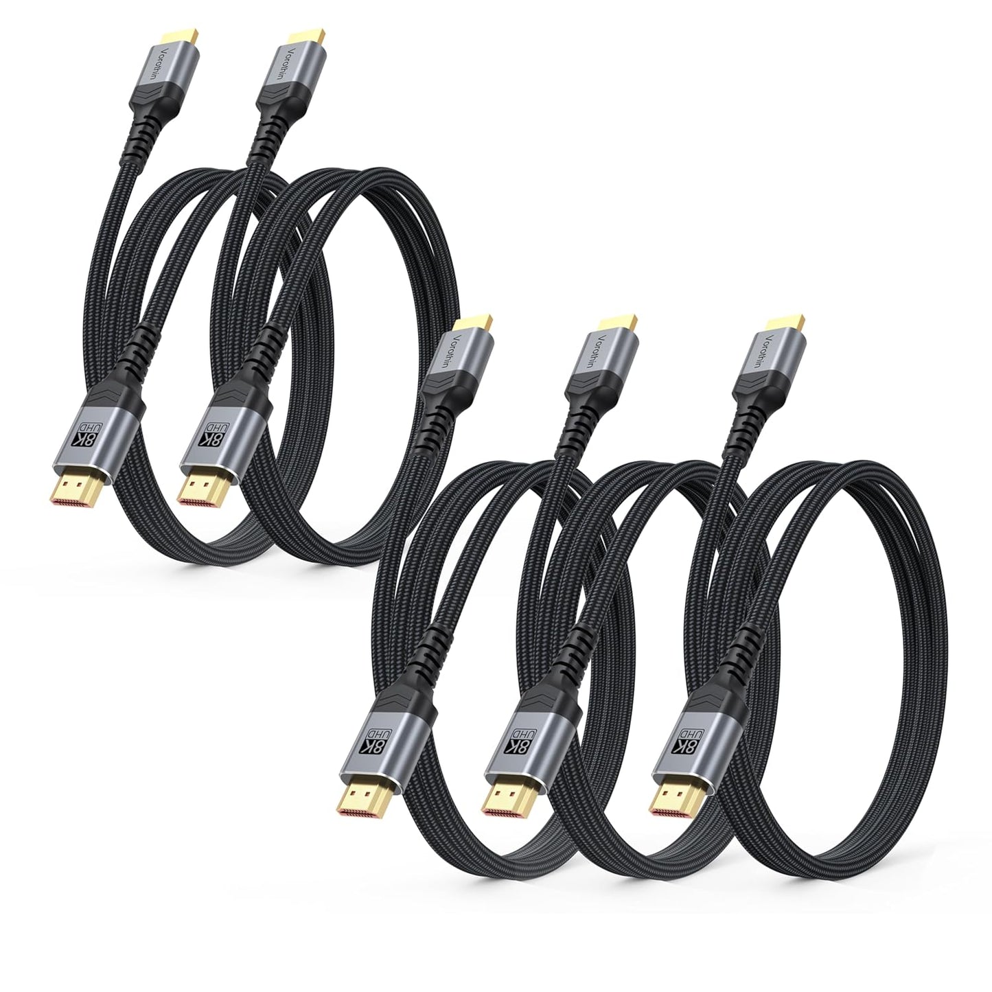 Vorothin 8K 3FT 5-Pack, 48Gbps 2.1, 4K@120Hz/144Hz 8K@60Hz, HDR10 2.2/2.3 PS5, HDMI Cable High Speed HDMI Cable eARC