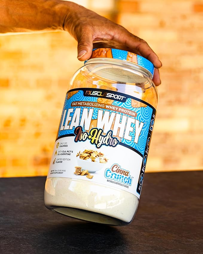 Musclesport Lean Whey Revolution??Protein Powder - Whey Protein Isolate - Low Calorie, Low Carb, Low Fat, Incredible Flavors - 25g Protein per Scoop - 2lb Cinna Crunch