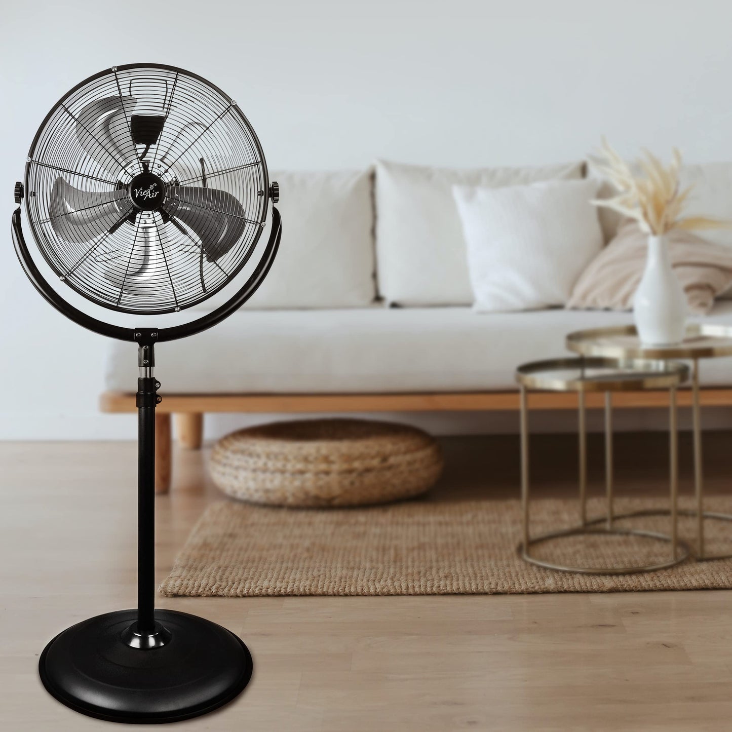 Vie Air 20" Industrial Heavy Duty Powerful and Quiet Metal High Velocity 360 Degree Tilting Pedistal Drum Fan