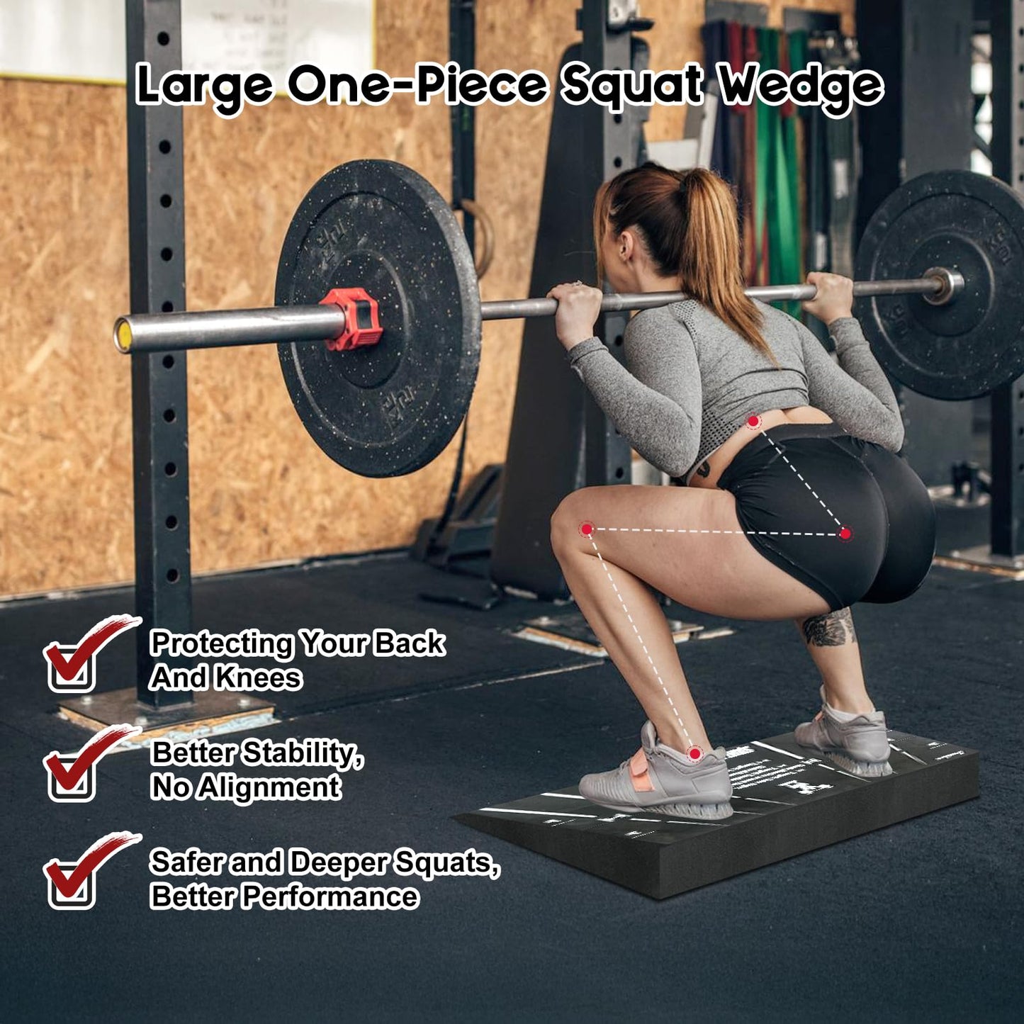 Greatshoot Squat Wedge Block, Professional One-Piece Heel Elevated Slant Board for All-Position Squats, Knees Over Toes, Weightlifting, Calf Stretches ect.. Home and Gym Equipment.