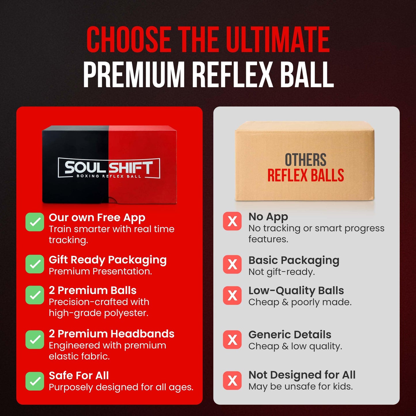 Soul Shift - Boxing Reflex Ball – Dual Competition Set | 2 Adjustable Headbands + 2 Training Balls + App Included | Speed, Agility & Hand-Eye Coordination for Adults & Kids | MMA Training Equipment