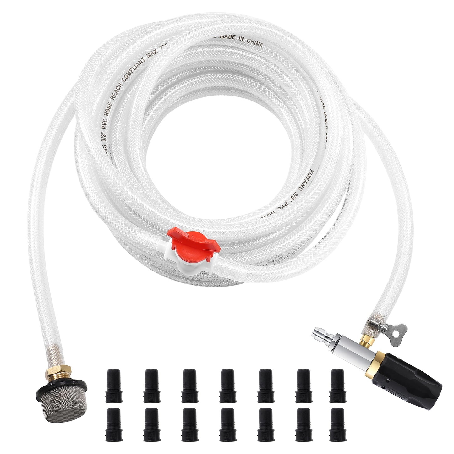 FIXFANS Adjustable Pressure Washer Long Range Nozzle 5-6.5 GPM with 45 FT Braid Hose, Downstream Injector Power Washer Spray Nozzle Kit, External Chemical Injection, 1/4'' Quick Connect, 2500-4000 PSI
