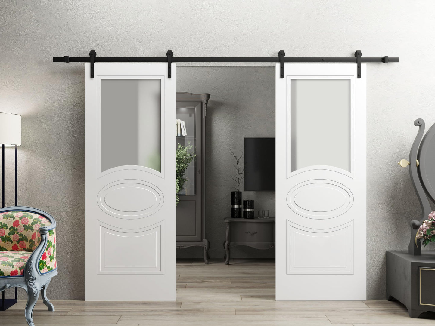 VDOMDOORS Slab Door Panel Opaque Glass 28 x 80 inches/Mela 7012 Matte White/Modern Finished Doors/Pocket Closet Sliding Barn