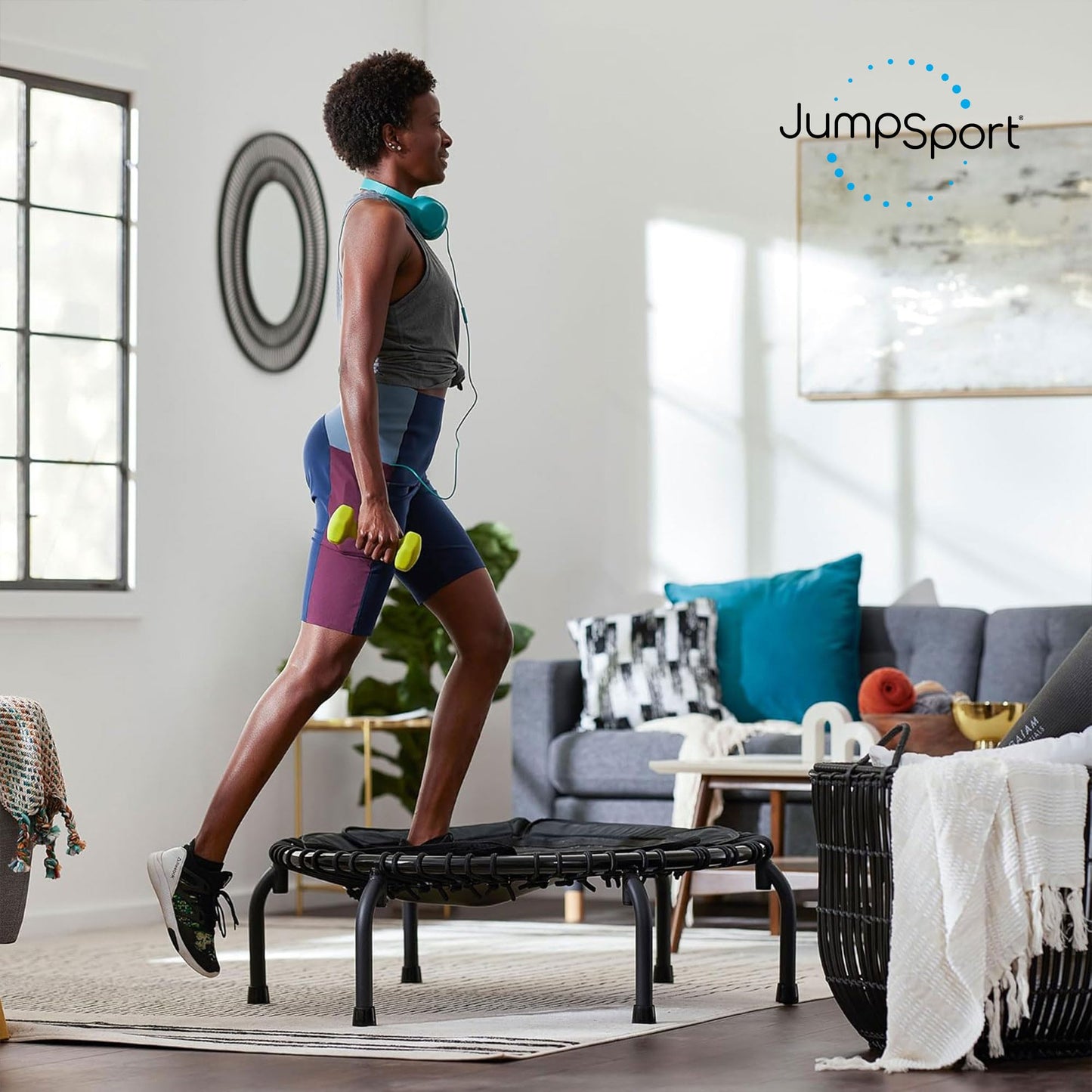 JumpSport 39" Essential Fitness Trampoline | Model 220, 230, 250 | Exercise Trampoline | 30 Low-Impact Bungees