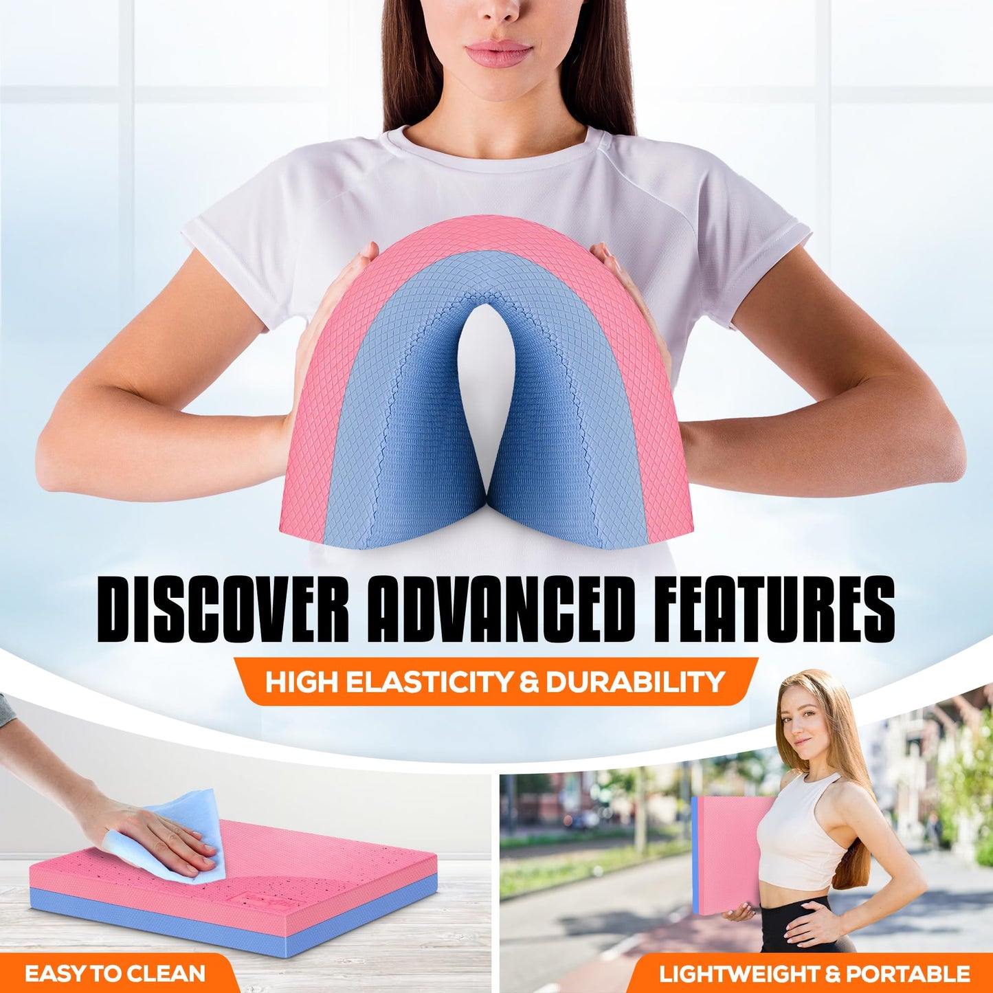 Yes4All Large Foam Balance Pad, Non-Slip Foam Mat for Yoga & Strength Training, Exercise Knee Pad for Floor Workouts, Soft Cushion for Balance Training