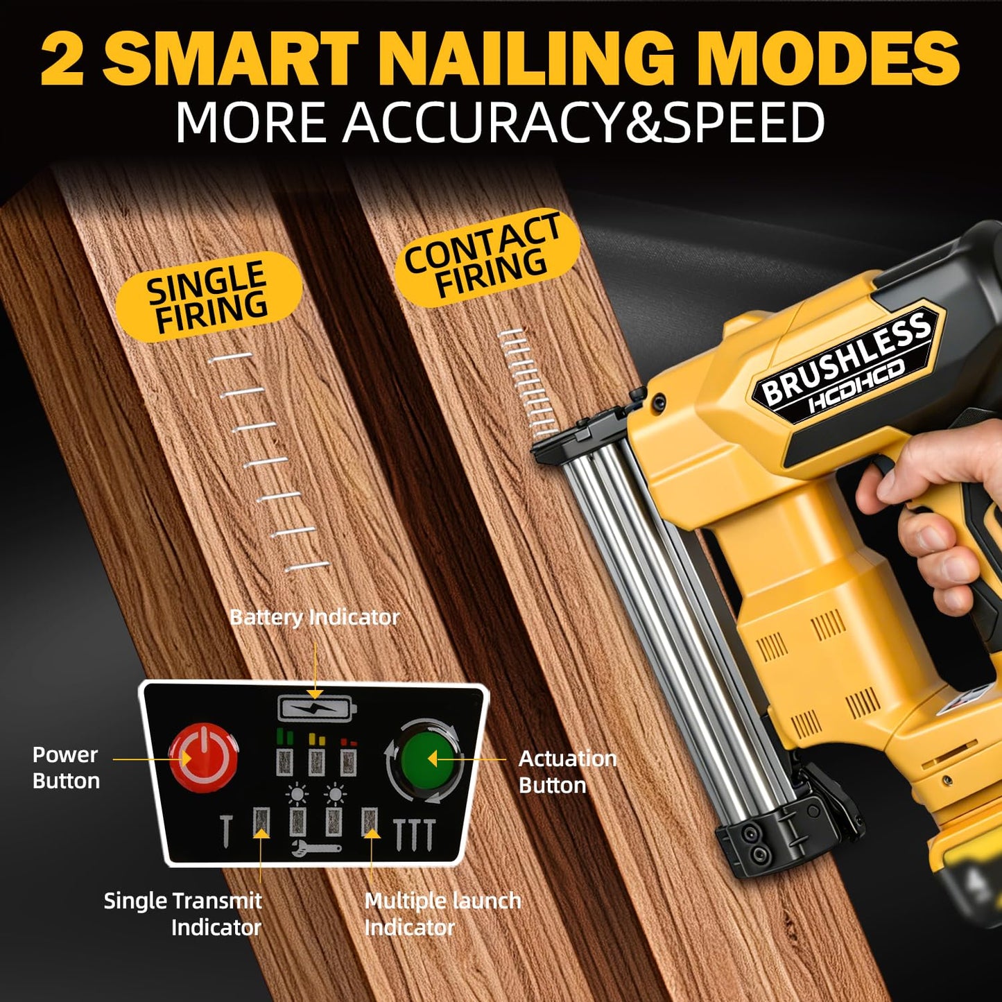 2-in-1 Cordless Brad Nailer & 1/4 Narrow Crown Stapler for DeWalt 20V Battery, 18GA Electric Nail Gun with 1000 Nails/Staples for Woodworking, DIY, and Home Renovation (Not Battery)