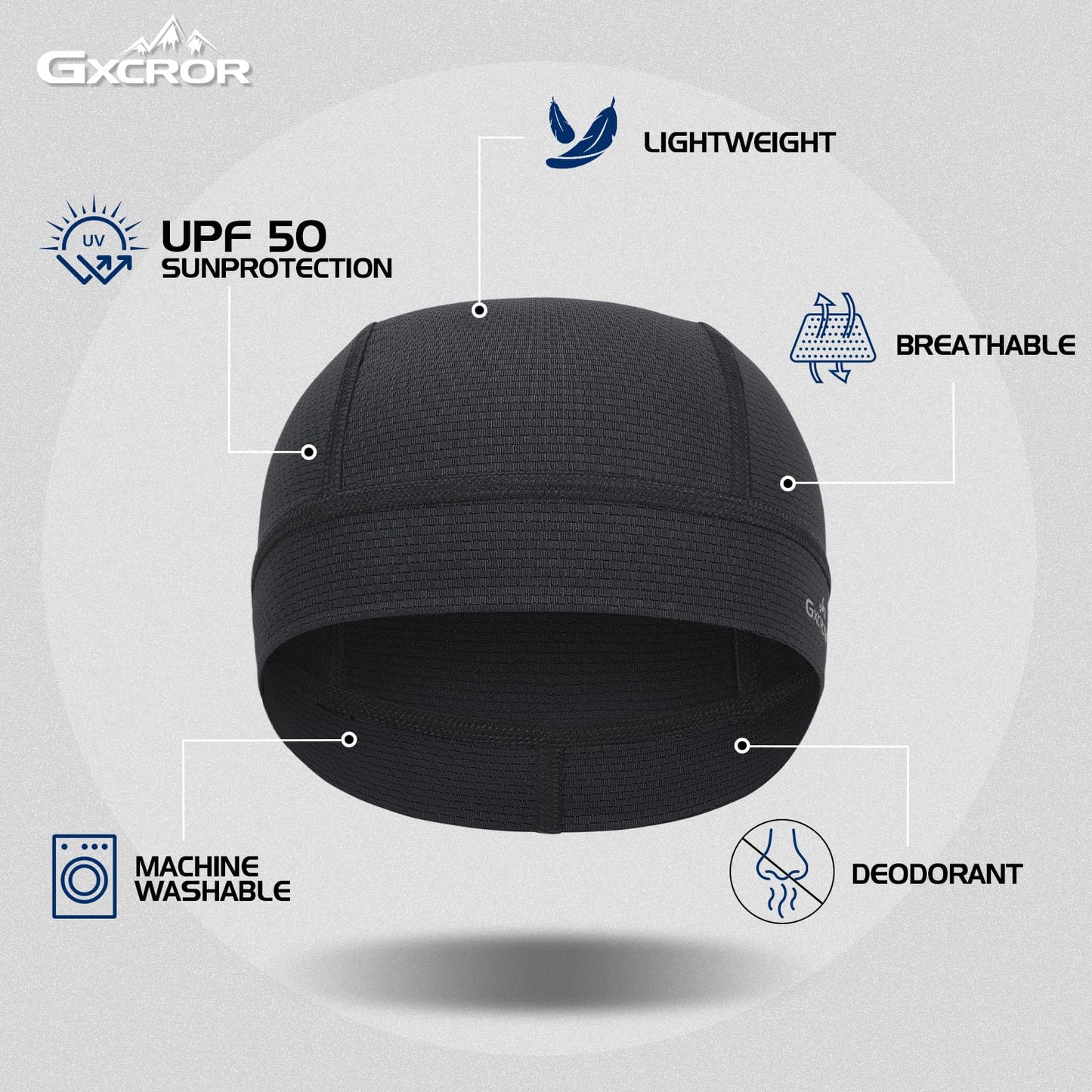 GXCROR 3 Pack Cooling Cooling Skull Cap with Sweat-Wicking & Anti-Odor Technology Quick-Dry Helmet Liner for Cycling Motorcycle Running