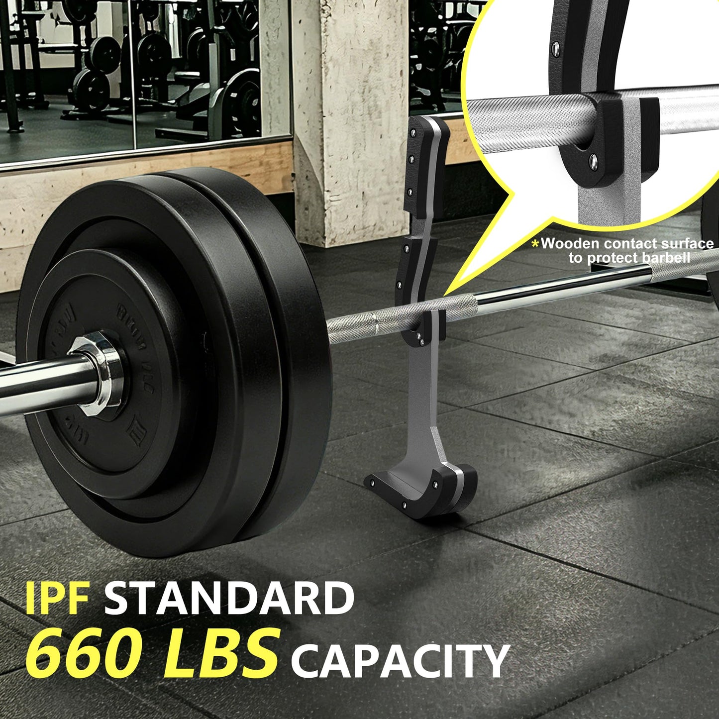 NEXTREP Deadlift Jack, Oxidized Matte Aluminum Barbell Jack with Ergonomic Painted Solid Wood Handle and Non-Slip Base, 660LB Weight Capacity (Matte Silver)