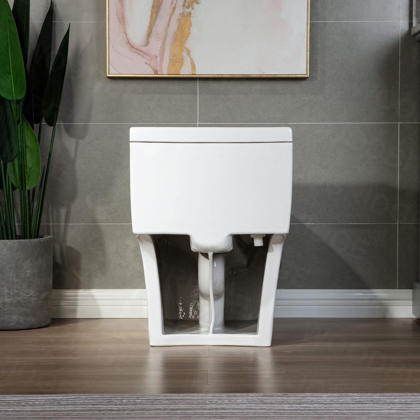 Woodbridgebath T-018 Dual Flush Elongated One Piece Toilet with Soft Closing Seat, Comfort Height, Water Sense
