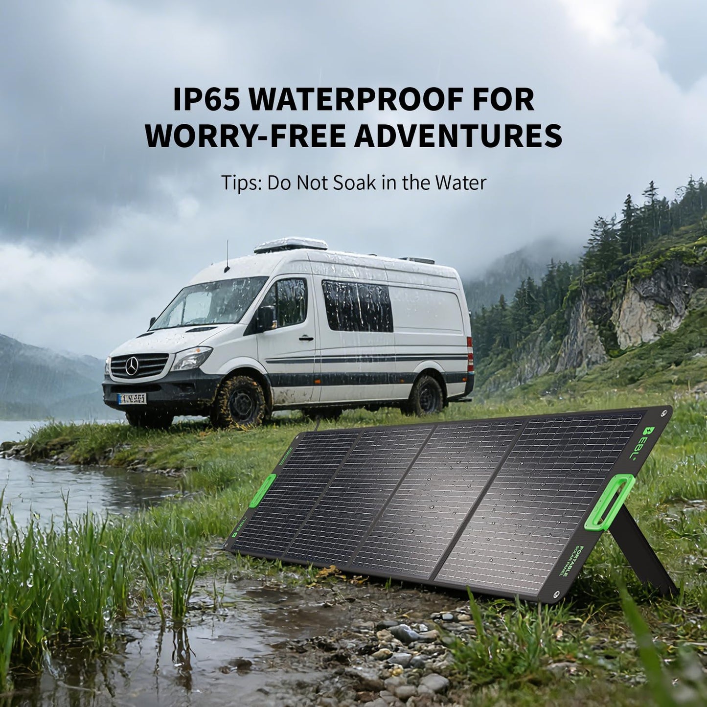 EBL 200W Portable Solar Panel for Power Station, Foldable Solar Charger w/ 4 Kickstands, IP65 Waterproof Solar Panel Kit w/DC XT60 Anderson Aviation Output for Outdoor RV Camper Blackout