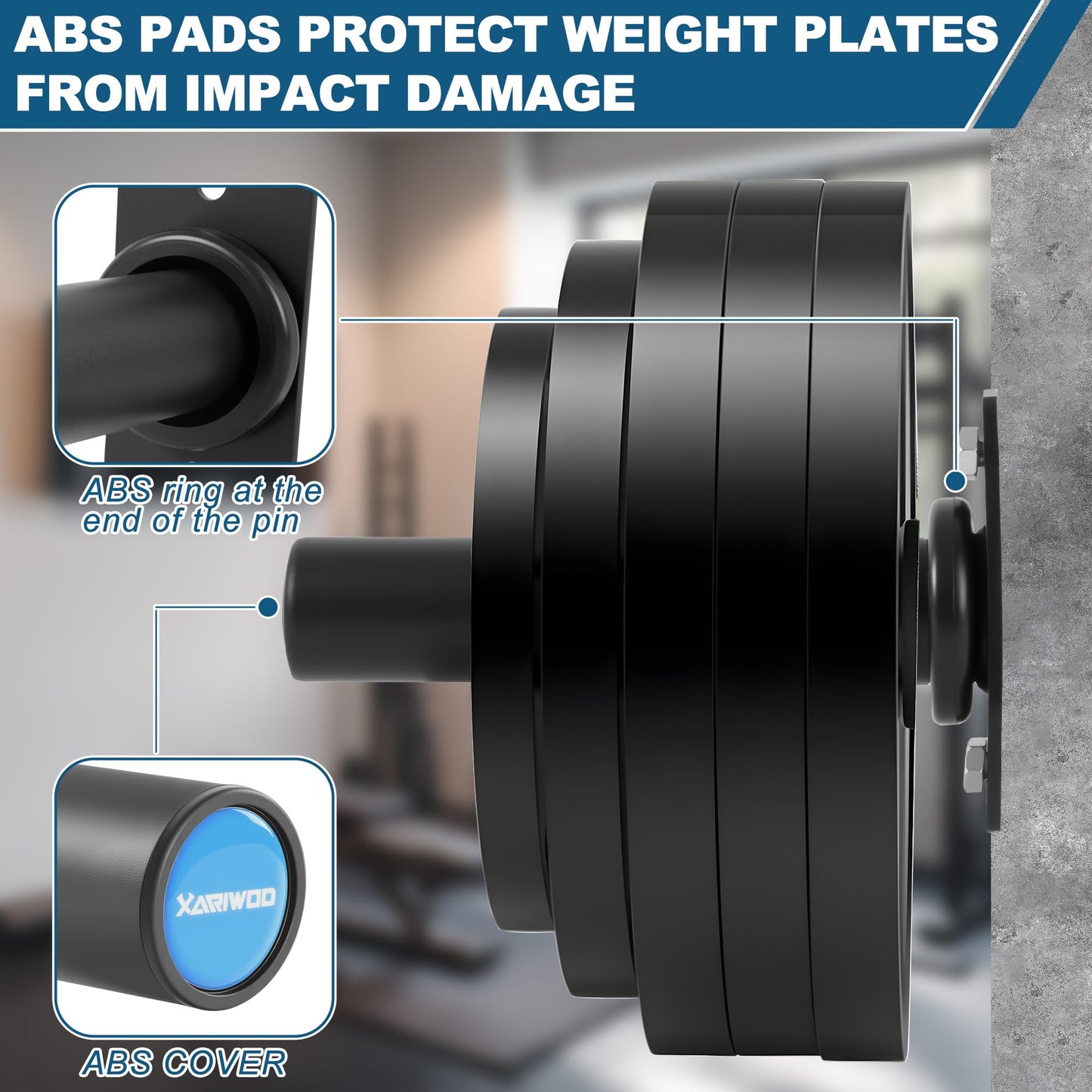 XARIWOD Wall Mounted Weight Plate Holder for 2" Olympic Plates - Heavy Duty Weight Plate Rack, 300 lbs Capacity, Home Gym Storage Organizer with Mounting Hardware (4 Pack)