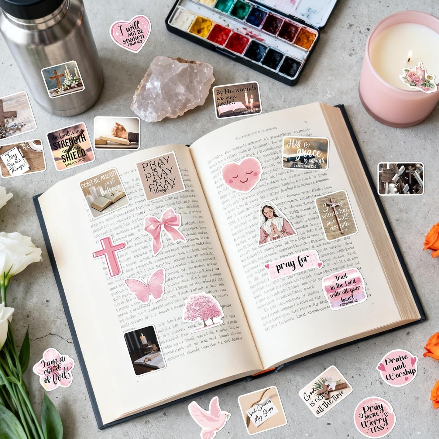 100 Prayer Board Stickers Supplies - Pcs Inspirational Prayer Vision Board Stickers, Motivational Christian Water