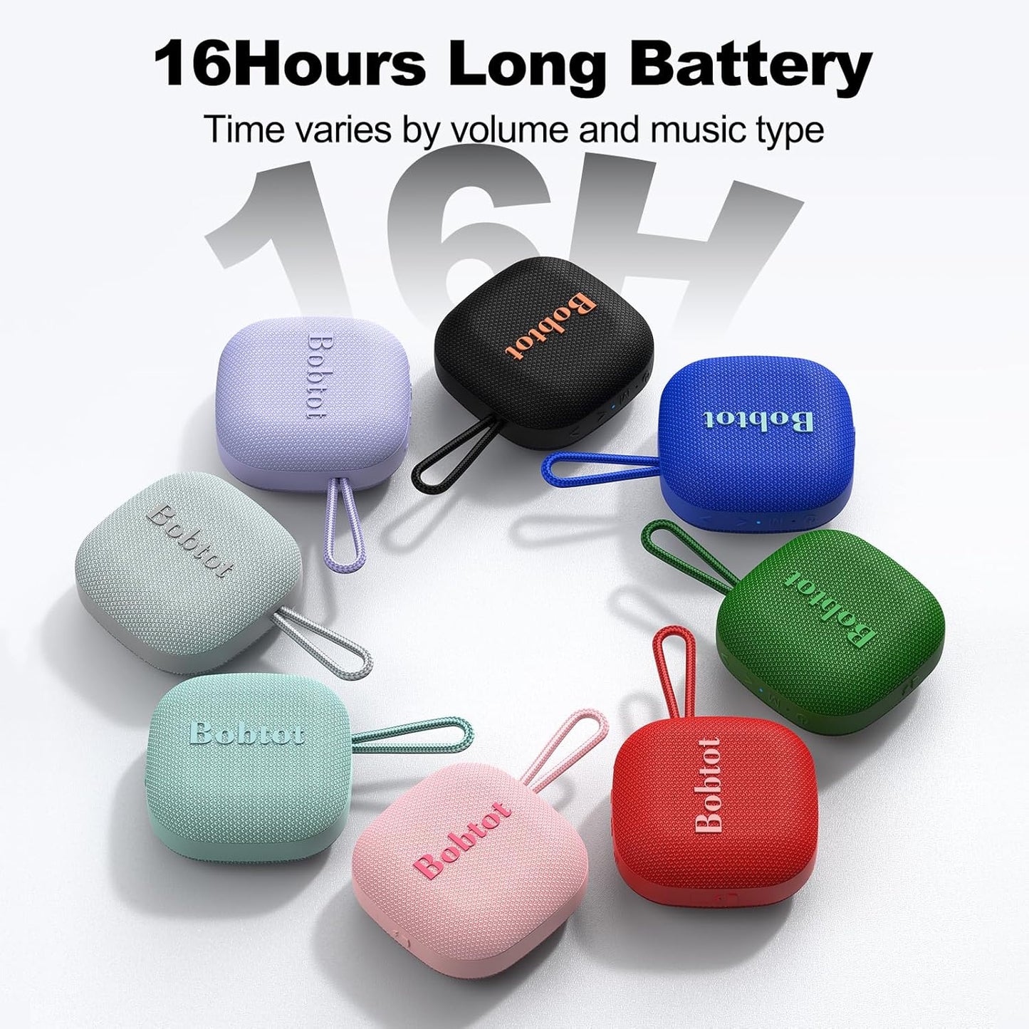 Bobtot IPX7 16H Portable Bluetooth Speakers, Wireless Waterproof Mini Speaker with Playtime, Loud Stereo Sound, TWS