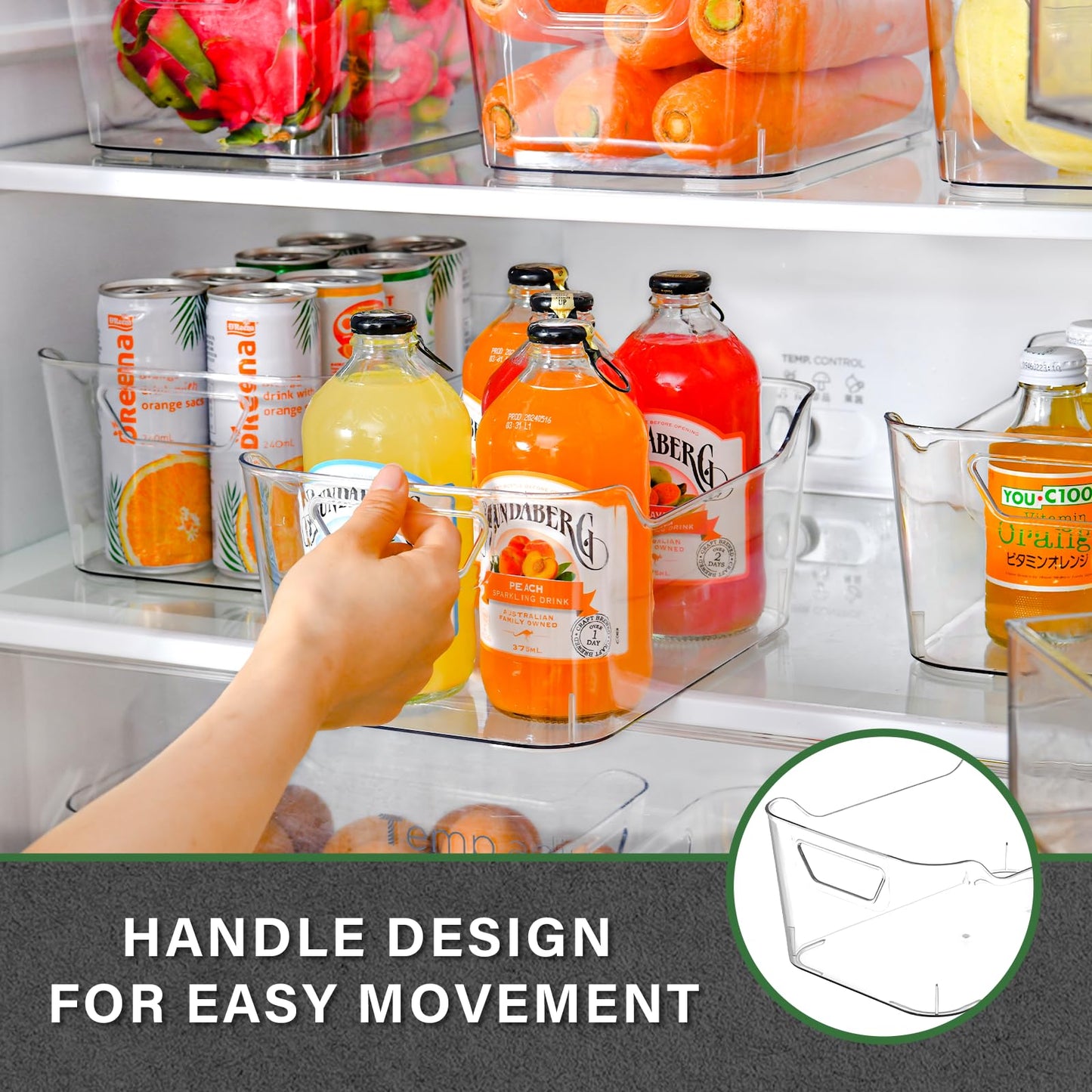 AntStep 12 Pack Clear Plastic Storage Bins, Pantry Organizers and Storage, Clear Pantry Organizer Bins, Plastic Containers with Handle for Kitchen,Freezer,Cabinet,Closet,Bathroom Under Sink Storage