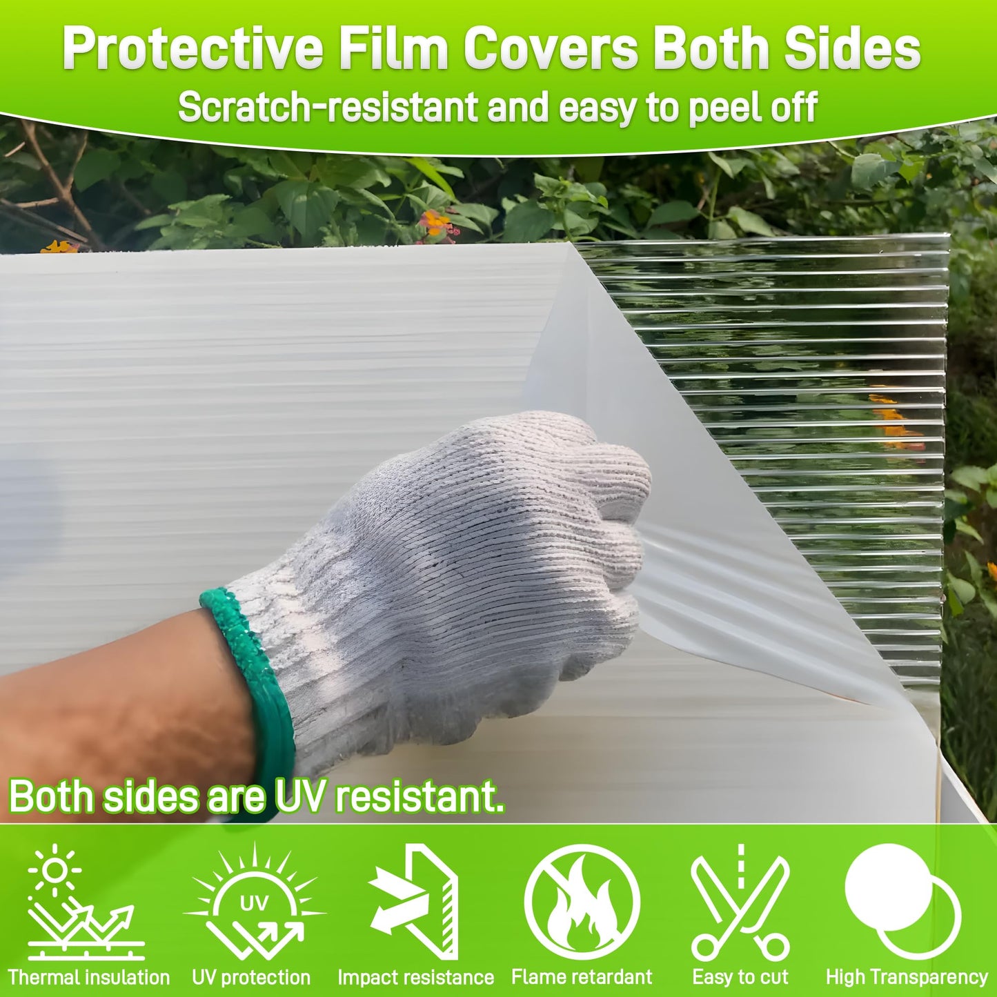 Quibbay 8PCS Polycarbonate Greenhouse Panels, 6' x 4' x 0.16'' Twin-Wall Panels Polycarbonate Sheet, Clear Waterproof UV Protected Corrugated Plastic Roof Panels for Greenhouse Replacement