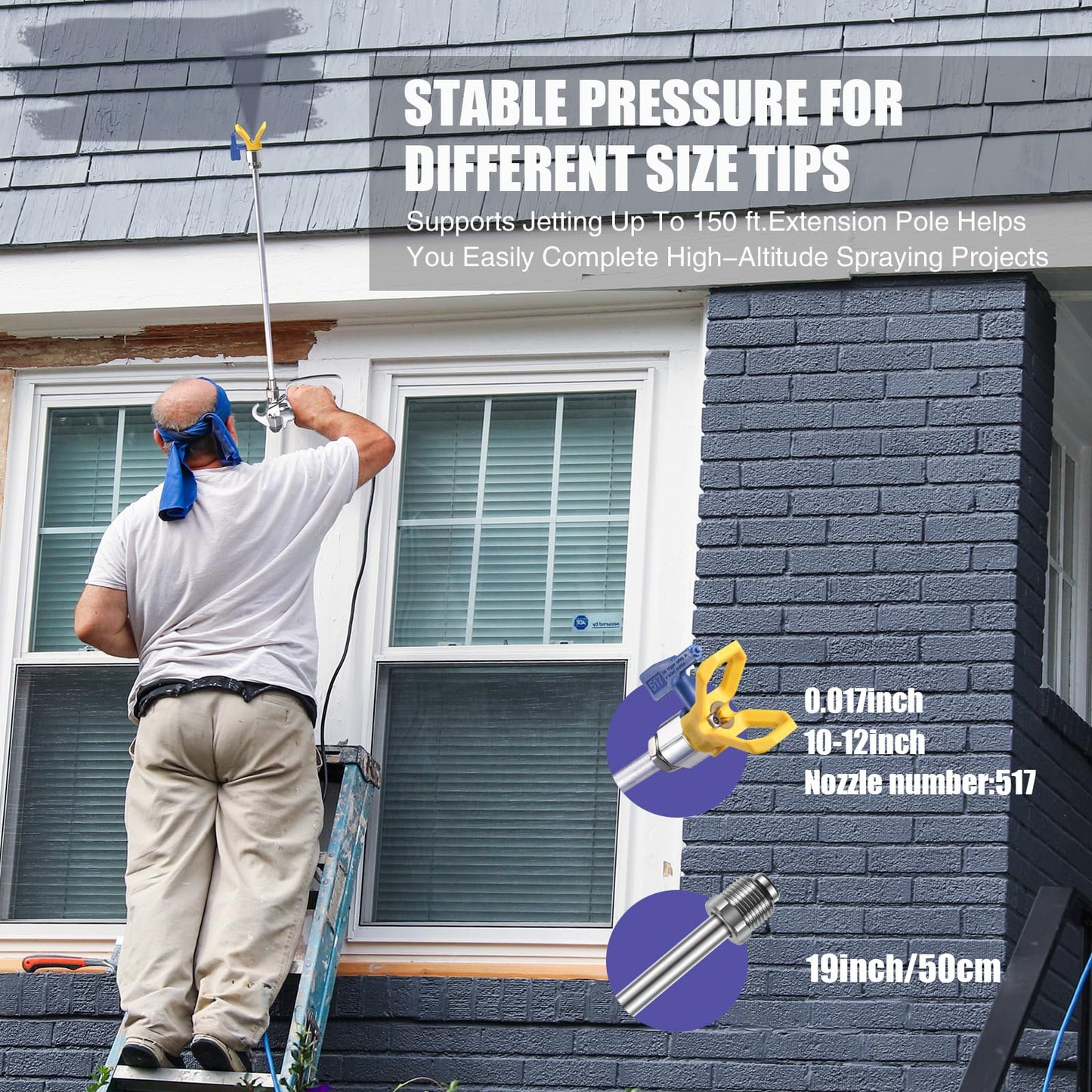 Gyfent 490 Airless Paint Sprayer, 0.60GPM Paint Sprayer for Home Interior 3300psi 1300W High Efficiency Airless Sprayer with Low Overspray for House Painting Townhouse