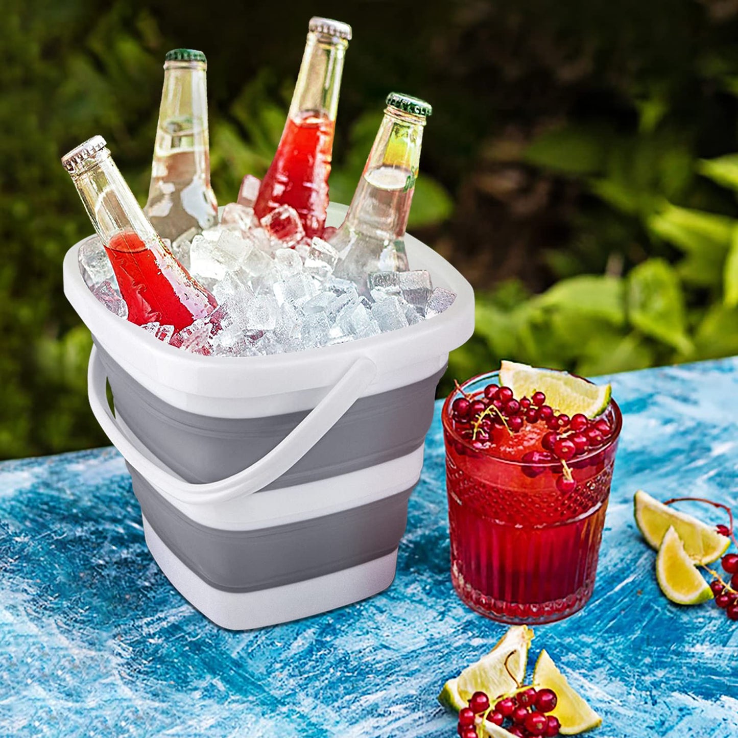 2 Pack Collapsible Buckets 5L 1.3Gallon Small Cleaning Bucket for Household Portable Plastic Bucket Outdoor Car Washing Tub Foldable Camping Beach Sand Water Pot Pail Space Saving Square Grey