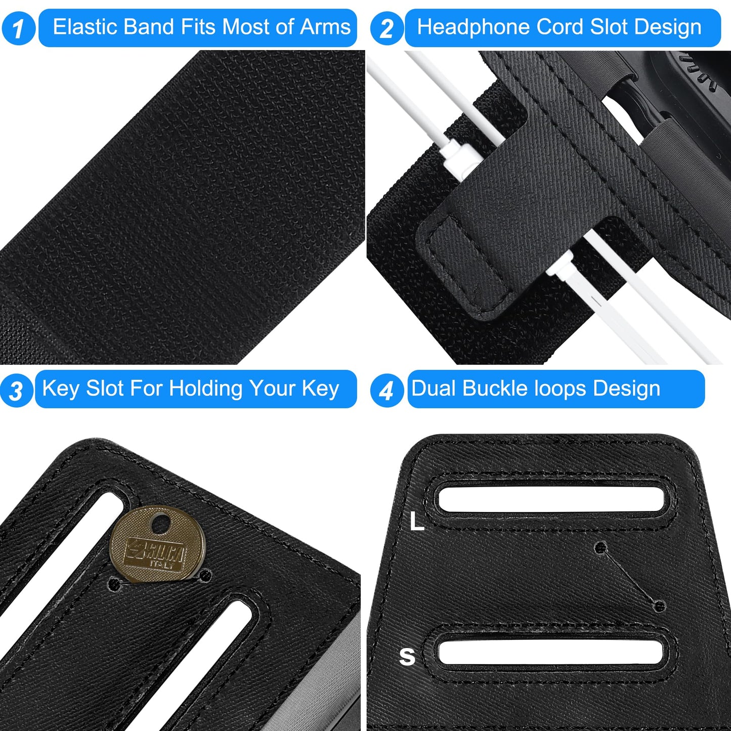 Newppon Cell Phone Running Armband - Detachable & 360° Rotatable Universal Cellphone Arm Band for iPhone 17 16 15 14 13 Pro Max Plus Samsung Galaxy Note S24 S23 for Workout Exercising Walking Jogging