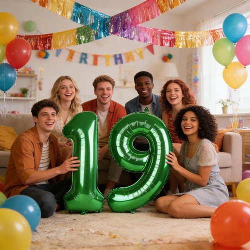 40-Inch Dark Green Number 19 Balloon by [Brand Name] - Perfect Birthday Decoration for Men & Women