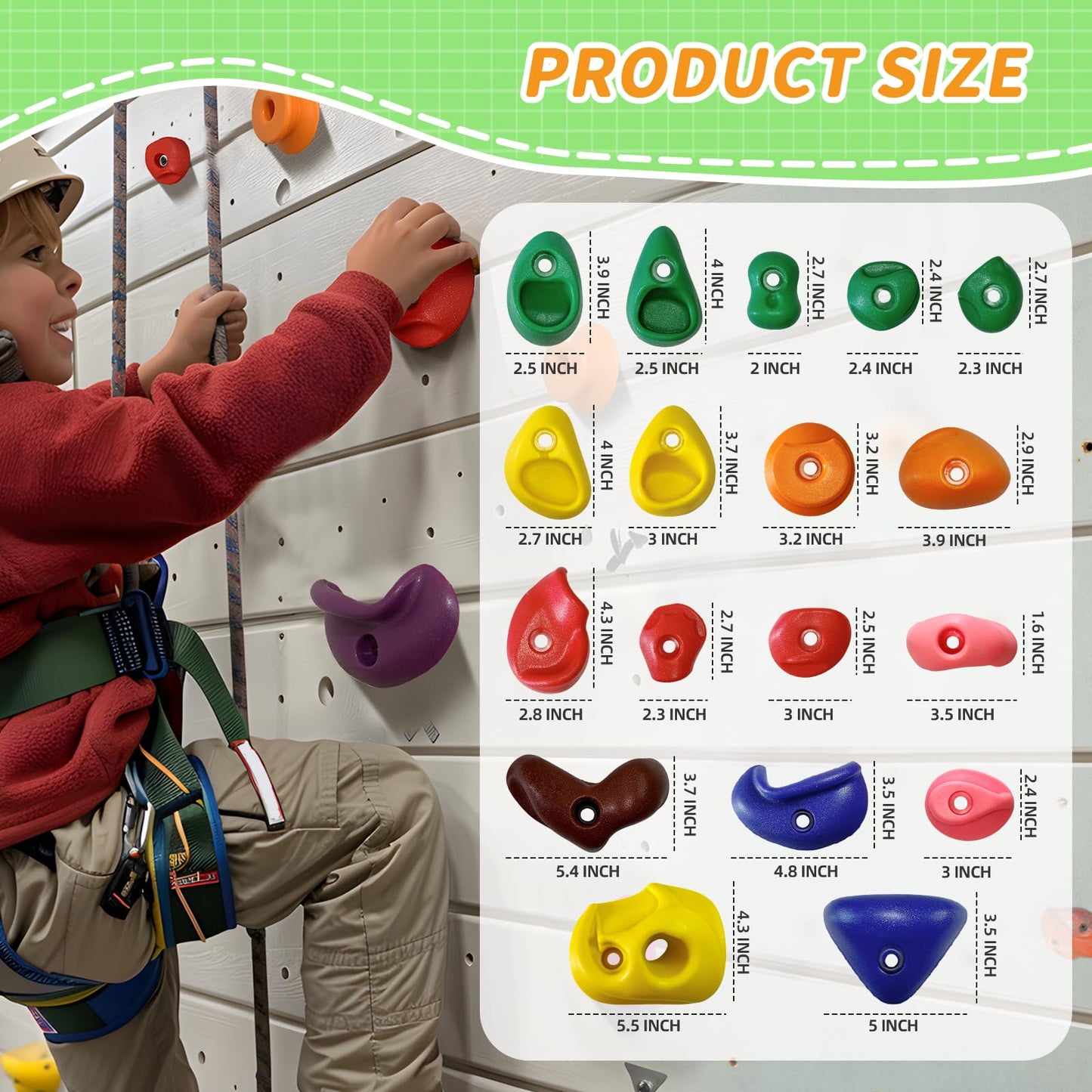 NEATATOU 32 PCS Rock Climbing Holds for Kids,Rock Climbing Wall Grips Climbing Rocks Wall Kit for Indoor and Outdoor Playground Play Set with Hardware （Style A）
