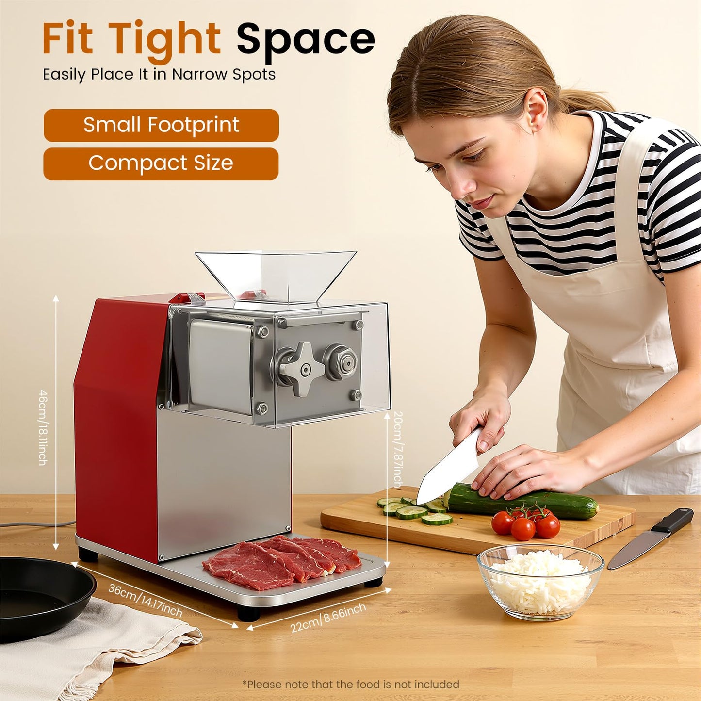 Meat Cutter Machine, 1100W Electric Slicer Cutting Machine Portable Commercial Meat Slicer with Raised Inlet & Stainless Steel Knife Comb for Home Kitchen Supermarket Beef Chicken Lamb