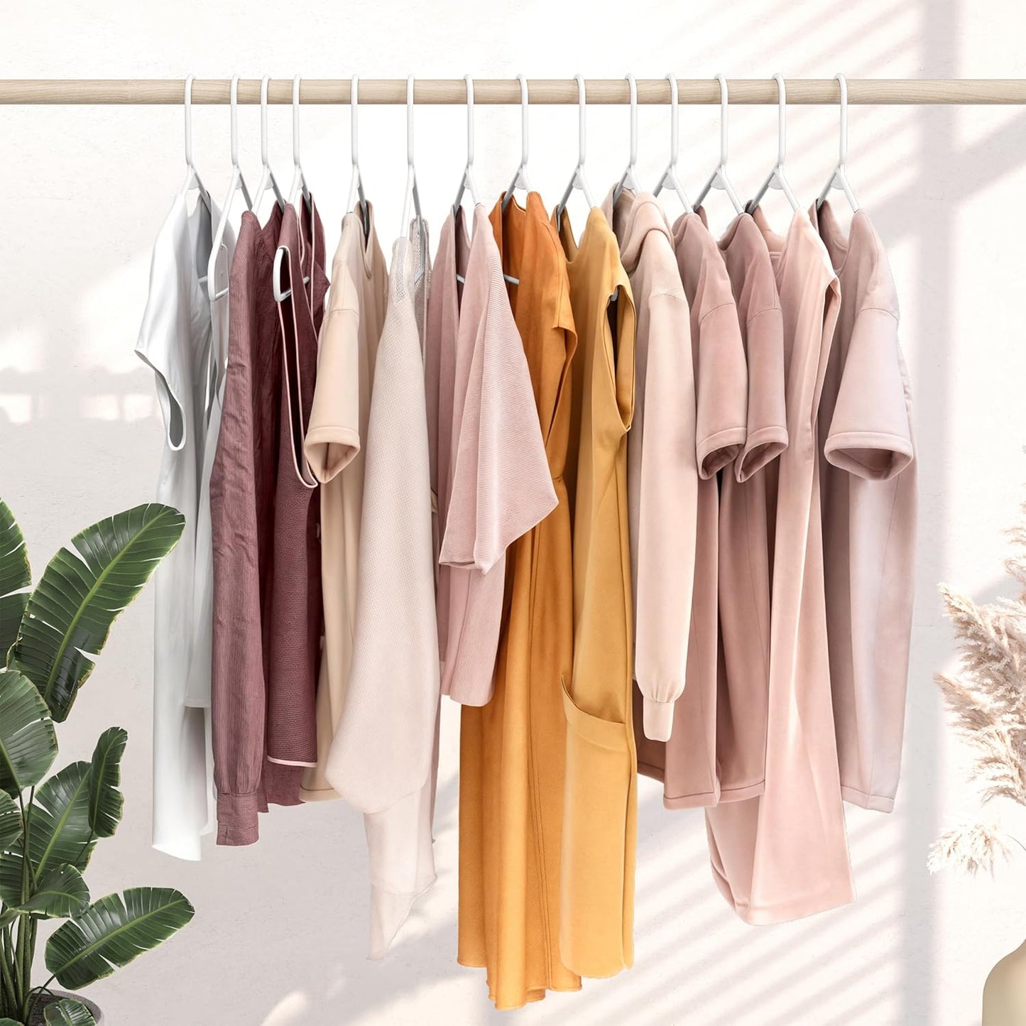 Plastic Hangers 20 Pack White - Space-Saving Clothes Hangers for Closet Organization | Perfect for Coats and Essentials