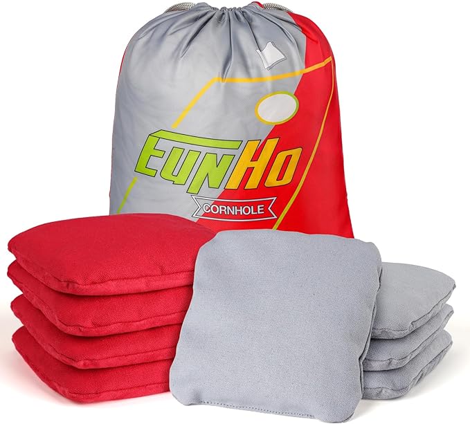 EunHo Dual Sided Cornhole Bags Regulation Set of 8 Professional Cornhole Bean Bags Slick and Stick for Tossing Game-All Weather