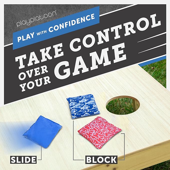 Professional Cornhole Bags - Set of 8 Regulation All Weather Double Sided - Sticky Side/Slick Side Bean Bags for Pro Corn Hole Game