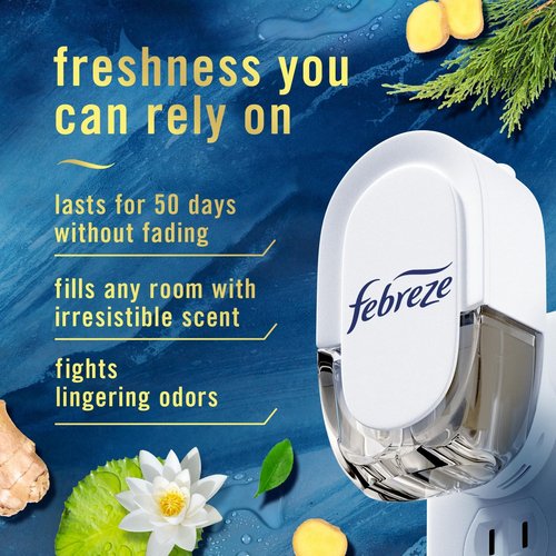 Febreze Plug-In Air Freshener Refill - Long-Lasting Odor-Fighting Scents, Ocean & Mountain, 4 Count