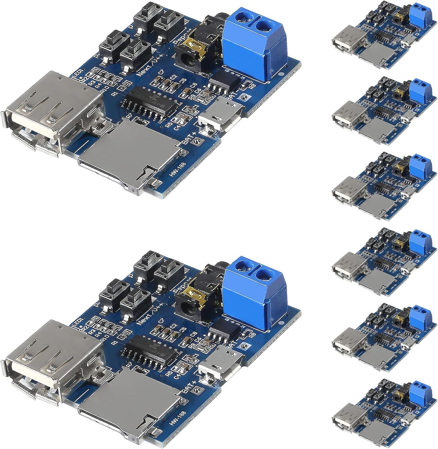 Coliao 8pcs MP3 5V Decoder Player Module TF Card U Disk Play with Audio Amplifier Audio Decoding Player Module Micro
