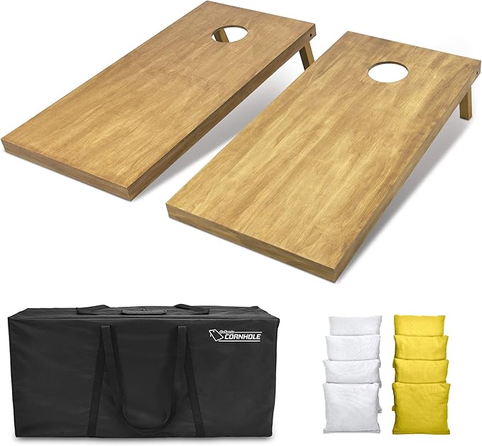 GoSports 4 ft x 2 ft Regulation Size Wooden Cornhole Boards Set - Includes Carrying Case - Full Regulation Size Bean Bag Toss Boards