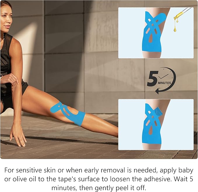 Precut Kinesiology Tape for Knees ??14 PCS Knee Tape for Pain Relief & Support, Elastic Waterproof Sports Tape, Breathable & Latex-Free, Pre Cut Athletic Tape for Workout & Injury Recovery, Blue