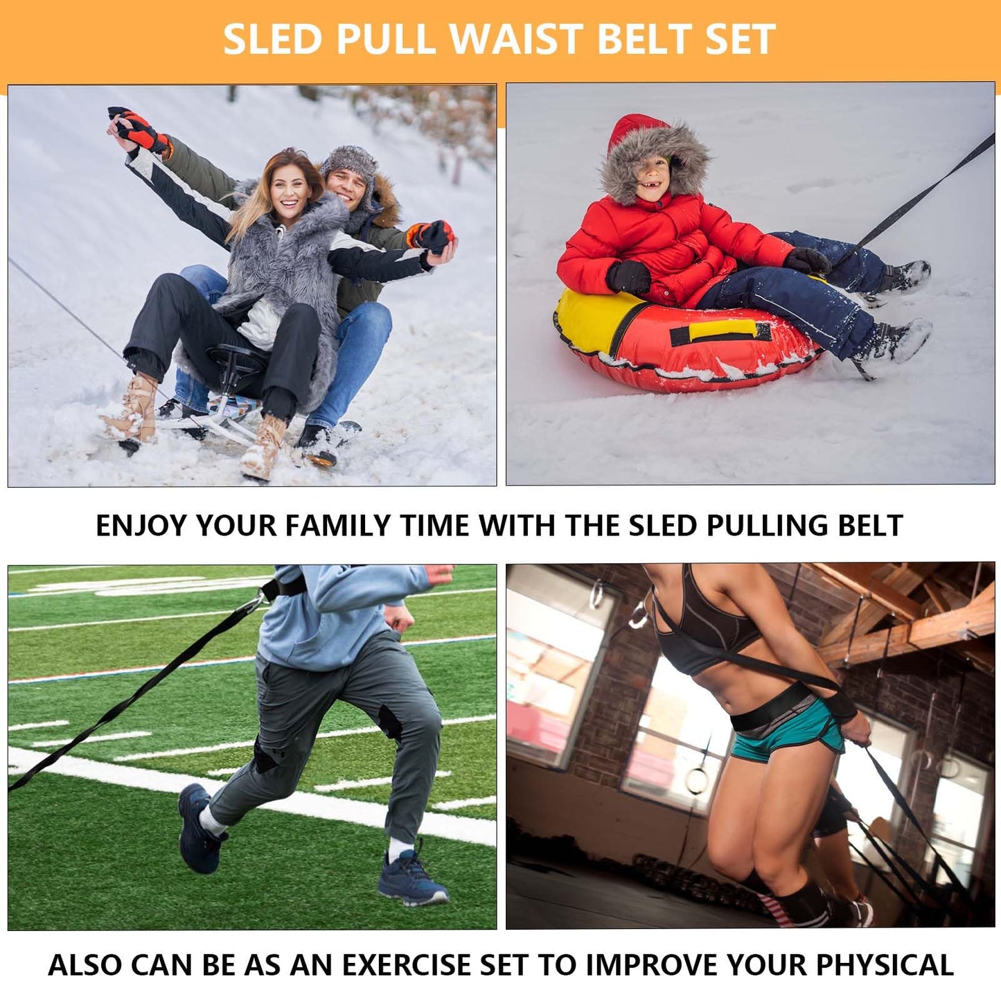 Tuyzhrymlic Sled Pulling Belt Set, Adjustable Waist Training Belt with Pulling Rope for Strength Agility Power Training to Help Full Body Building