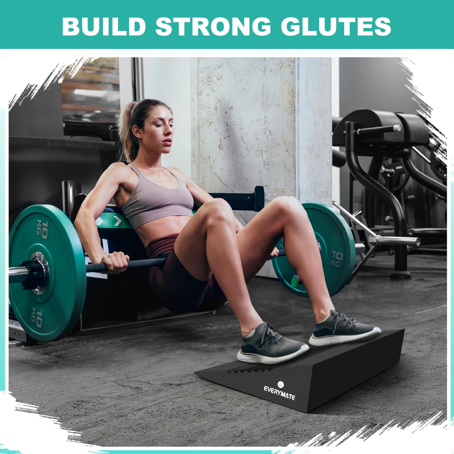 EVERYMATE Squat Wedge, Extra Large Squat Wedge Block, Squat Wedges Weightlifting, Calf Stretching, Slant Board for Squats, Heel Elevated Squat Wedge, Knees Over Toes Squats, Calf Wedge Stretching Block