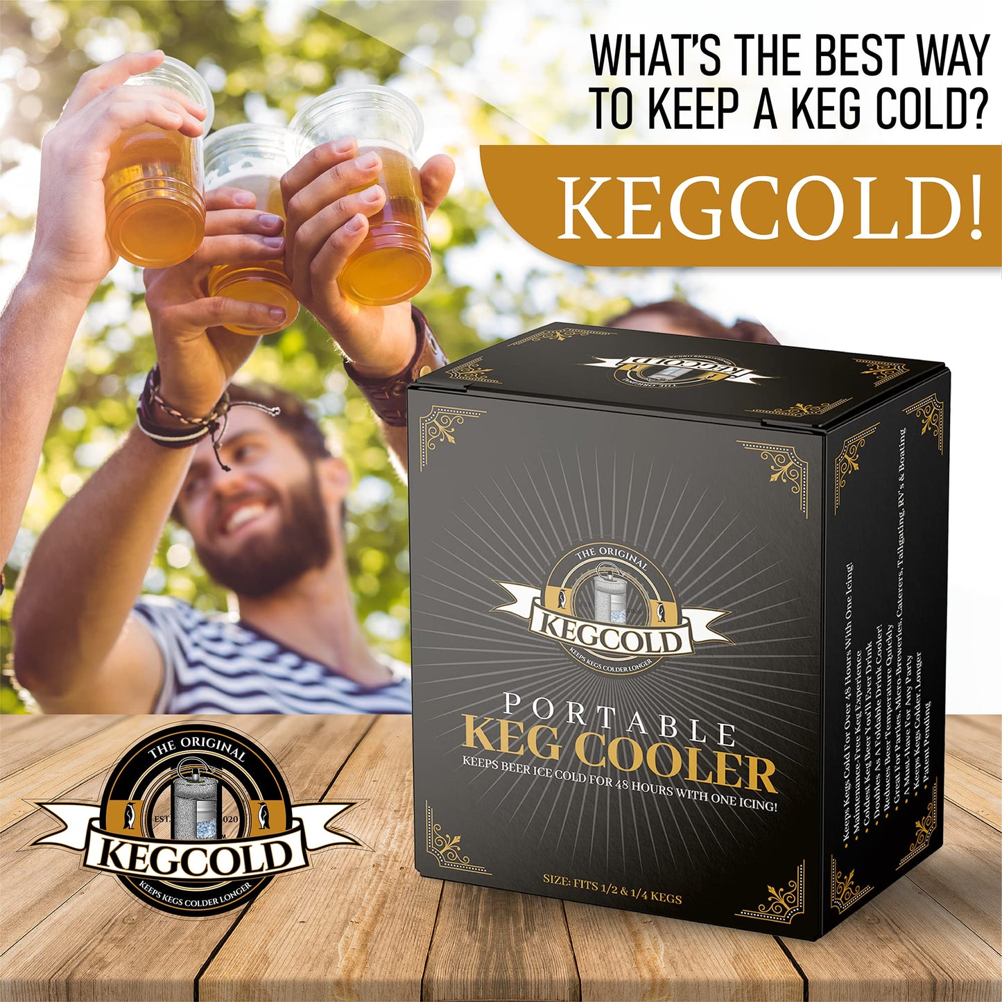 KEGCOLD Portable Keg Cooler - Foldable, Reusable, Lightweight, Insulated, and Easy Setup (1/2 & 1/4 Size Keg)