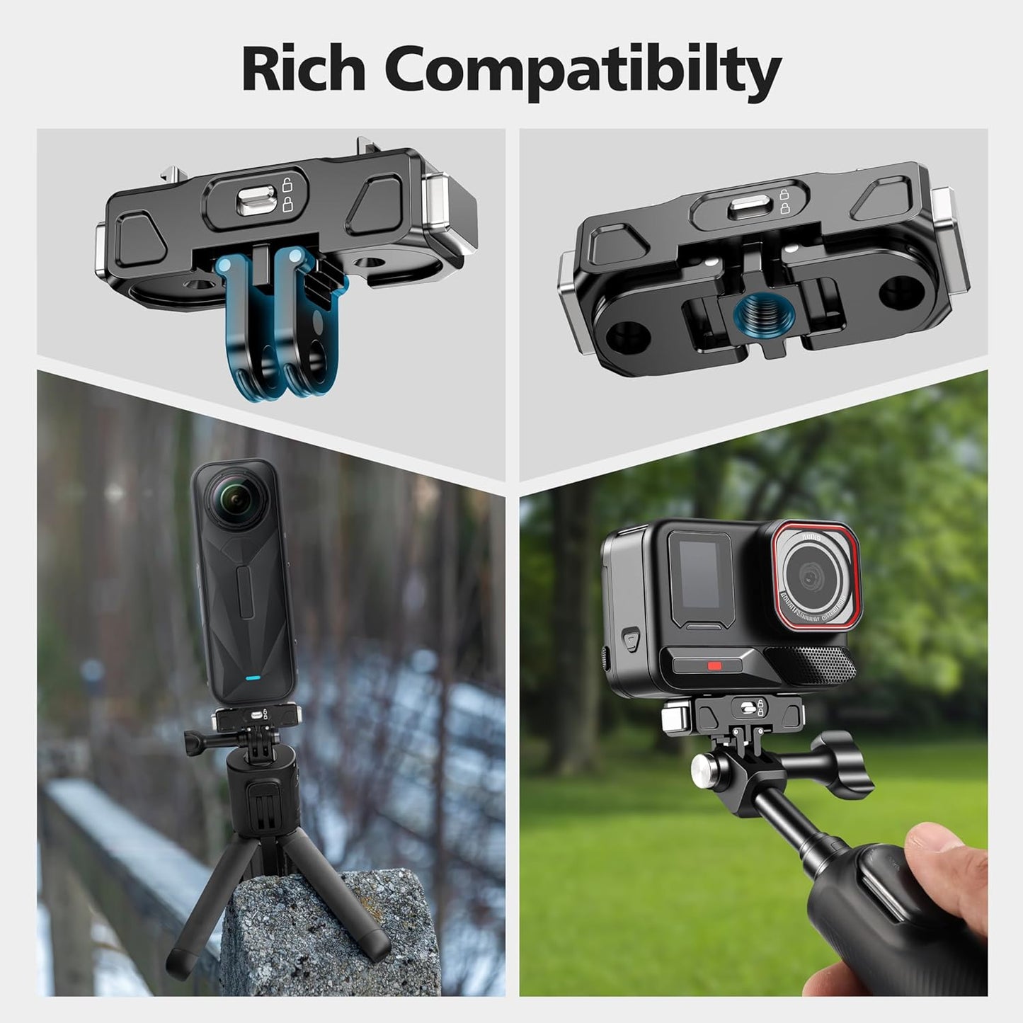 STARTRC VCR Insta360 X5 X4 2, Quick Release Mount for Air Ace/Ace Pro Magnetic Camera Quick Release Lock Tripod Mount